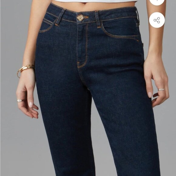 NEW Lola Denim-Alice Flare High-Rise Dark Blue Stretch Premium Denim Jeans 32 - Picture 3 of 14